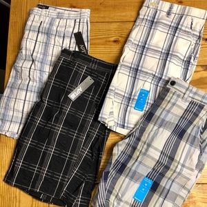 Men’s plaid shorts- Size 32, NWT, bundle of 4